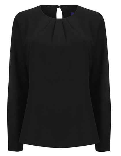 Ladies´ Pleat Front Long Sleeved Blouse - W598