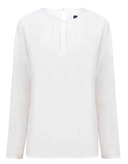 Ladies´ Pleat Front Long Sleeved Blouse - W598