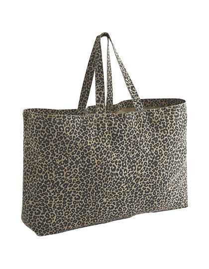 Leopard Print Canvas Oversized Tote Bag - WM336