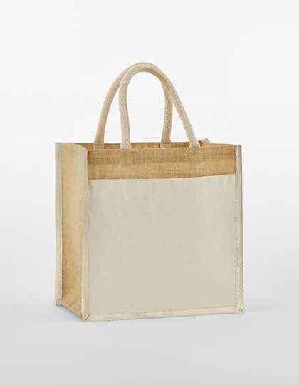 Cotton Pocket Natural Starched Jute Midi Bag - WM483