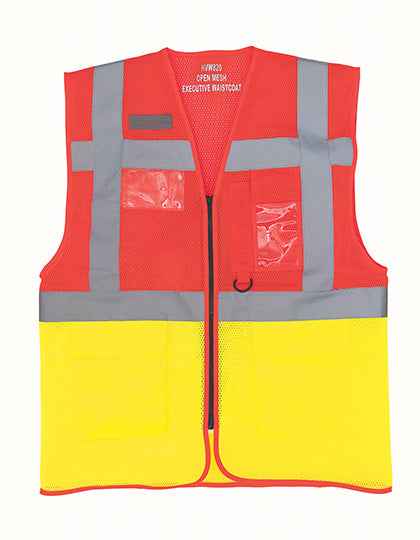 Hi-Vis Top Cool Recycled Open Mesh Executive Waistcoat - YK820