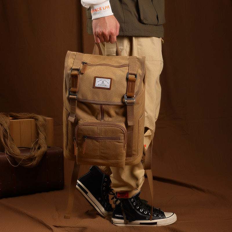 Canvas Rucksack Damen - Moderner Laptop Backpack mit Mehrfachtaschen