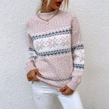 Winter Schneeflocken Pullover Damen - Halbrollkragen Strickpullover Weihnachten