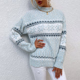 Winter Schneeflocken Pullover Damen - Halbrollkragen Strickpullover Weihnachten